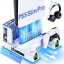 KICKDOT PS5 Cooling Station &amp; Stand with Dual Controller Charger, 3-Level Turbo Fan for PS5/Pro/Slim – Includes Game Storage, RGB Lights | PS5 Accessories