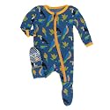 KicKee Pants Print Footie with Zipper, Fitting Long Sleeve Pajama Baby Bodysuit, Ultra Soft Everyday One Piece Loungewear