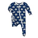 KicKee Pants Print Footie with Zipper, Fitting Long Sleeve Pajama Baby Bodysuit, Ultra Soft Everyday One Piece Loungewear