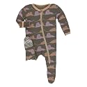 KicKee Pants Print Footie with Zipper, Fitting Long Sleeve Pajama Baby Bodysuit, Ultra Soft Everyday One Piece Loungewear