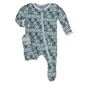 KicKee Pants Print Footie with Zipper, Fitting Long Sleeve Pajama Baby Bodysuit, Ultra Soft Everyday One Piece Loungewear