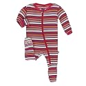 KicKee Pants Print Footie with Zipper, Fitting Long Sleeve Pajama Baby Bodysuit, Ultra Soft Everyday One Piece Loungewear