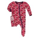 KicKee Pants Print Footie with Zipper, Fitting Long Sleeve Pajama Baby Bodysuit, Ultra Soft Everyday One Piece Loungewear