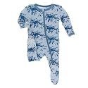 KicKee Pants Print Footie with Zipper, Fitting Long Sleeve Pajama Baby Bodysuit, Ultra Soft Everyday One Piece Loungewear