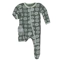 KicKee Pants Print Footie with Zipper, Fitting Long Sleeve Pajama Baby Bodysuit, Ultra Soft Everyday One Piece Loungewear