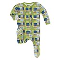 KicKee Pants Print Footie with Zipper, Fitting Long Sleeve Pajama Baby Bodysuit, Ultra Soft Everyday One Piece Loungewear