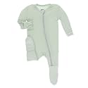 KicKee Pants Print Footie with Zipper, Fitting Long Sleeve Pajama Baby Bodysuit, Ultra Soft Everyday One Piece Loungewear
