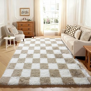 KICMOR 5x7 Beige and Cream White Area