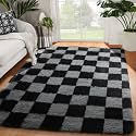 KICMOR Black and Grey Area Rug for