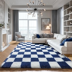 KICMOR Living Room Rug 5x7 Checkered Fluffy