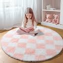 KICMOR Pink Round Rug 4ft for Girls