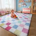 KICMOR Rainbow Checkered 6x9 Area Rugs for