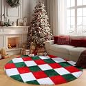 KICMOR Round Christmas Rug 4ft Red Green