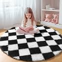 KICMOR Round Rug 4ft for Bedroom Black