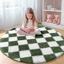 KICMOR Round Rug 4ft Olive Green and