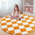 KICMOR Round Rug 4ft Orange and Cream