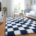KICMOR Soft Fluffy Navy Blue and Cream