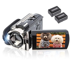 kicteck video camera camcorder digital youtube vlogging camera recorder kicteck full hd 1080p 15fps 24mp 30 inch 270 degree rotation lcd 16x digital zoom camcorder with 2 batteries604s black