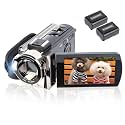 kicteck Video Camera Camcorder Digital YouTube Vlogging Camera Recorder kicteck Full HD 1080P 15FPS 24MP 3.0 Inch 270 Degree Rotation LCD 16X Digital Zoom Camcorder with 2 Batteries(604s) Black