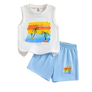 Kid Boys Cotton Blend Summer Beach Printed