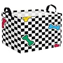 Kid Cute Rectangle Storage Basket Baby Toy Clothes Storage Bin Nursery Playroom Bedroom Decor Basket (Black and White Checkered Colored Bones)
