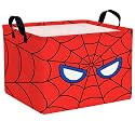 Kid Cute Rectangle Storage Basket Baby Toy Clothes Storage Bin Nursery Playroom Bedroom Decor Basket (Red Background Spider Web)