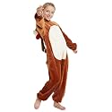 Kid Reindeer Onesie Pajamas Deer Halloween Costume Boy Girl Animal Onepiece (A - Brown, 12-14Years)