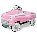 Kid Trax Classic Pink Pedal Car for Girls, Ages 3-5, Durable Steel, 60lbs Max, Easy Assemble, Indoor/Outdoor Ride-On Toy, Toddler Ride-On, Vintage Style, Rubber Tires, Functional Steering