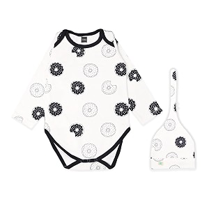 kidbea 100 organic cotton donut printed onesie with cap  bodysuit  jumpsuit  nightsuit for baby boy amp baby girl combo donut_9-12 months