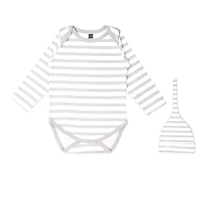 kidbea 100 organic cotton grey strip printed onesie with cap  bodysuit  jumpsuit  nightsuit for baby boy amp baby girl combo grey strip_3-6 months