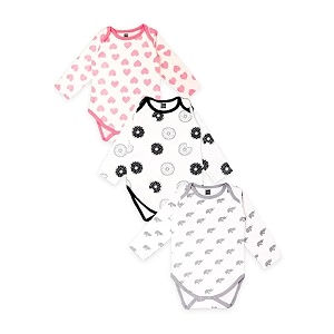 kidbea 100 organic cotton romper bodysuit jumpsuit combo 3 designs heart donut and elephant print 9-12 month