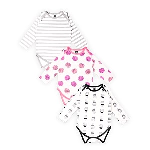 kidbea 100 organic cotton romper bodysuit jumpsuit combo 3 designs grey strip rose flower power and cup print 0-3 month