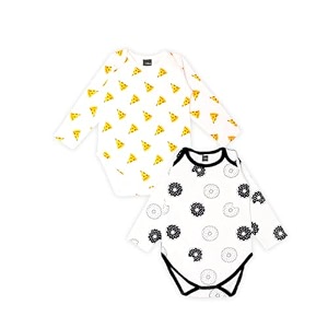 kidbea 100 organic cotton romper bodysuit jumpsuit combo of pizza print amp donut print 0-3 month