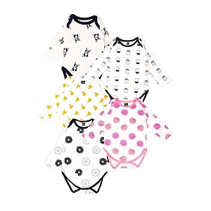 kidbea 100 organic cotton onesie romper bodysuit jumpsuit combo 5 designs dog pizza donut flower cup 3-6 month