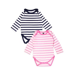 kidbea 100 organic cotton romper bodysuit jumpsuit combo of blue amp pink strip 0-3 month