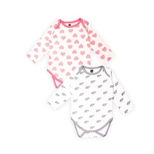 kidbea 100 organic cotton romper bodysuit jumpsuit combo of lovely heart print amp elephant print 12-18 month