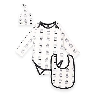 kidbea 100 organic cotton cup printed onesie  bodysuit  combo with with cap and bibs for infants baby boy amp baby girl 3 to 6 months