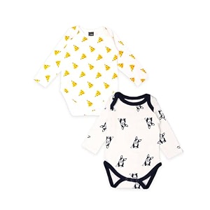 kidbea 100 organic cotton romper bodysuit jumpsuit combo of pizza print amp dog print 9-12 month
