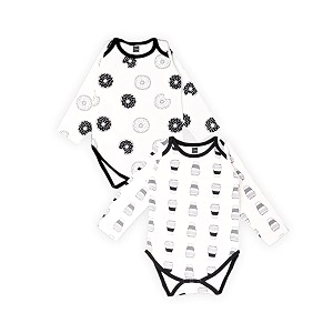 kidbea 100 organic cotton romper bodysuit jumpsuit combo of donut print amp cup print 3-6 month
