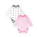Kidbea 100% Organic Cotton Romper Bodysuit Jumpsuit Combo of Cup Print &amp; Pink Strip 6-9 Month