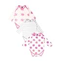 Kidbea 100% Organic Cotton Romper Bodysuit Jumpsuit Combo 3 Designs Unicorn, Grey Strip And Rose Flower Power Print 0-3 Month