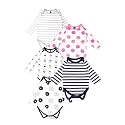 Kidbea 100% Organic Cotton Onesies Romper Bodysuit Jumpsuit Combo 5 Designs grey cup donut flower blue 0-3 Month