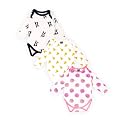 Kidbea 100% Organic Cotton Romper Bodysuit Jumpsuit Combo 3 Designs Dog, Pizza And Rose Flower Print 3-6 Month