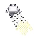 Kidbea 100% Organic Cotton Romper Bodysuit Jumpsuit Combo 3 Designs Blue Strip, Donut And Pretzel Print 0-3 Month