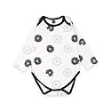 Kidbea 100% Cotton Multi Color Half Sleeve Onesiezz | Bodysuit | Jumpsuit | Nightsuit | Romper for Baby Boy &amp; Baby Girl (Donut - Black 3-6 Months)