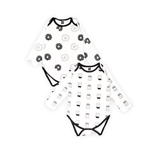kidbea 100 organic cotton romper bodysuit jumpsuit combo of donut print amp cup print 0-3 month