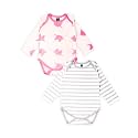 Kidbea 100% Organic Cottton Onesies Bodysuit Jumpsuit Combo of Unocorn Print &amp; Grey Strip For New Born Baby