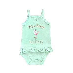 kidbea 100 organic cotton onesiezz sleeveless rompers tank top jumpsuit winterwear bodysuit for girl - green color amp size 18-24m