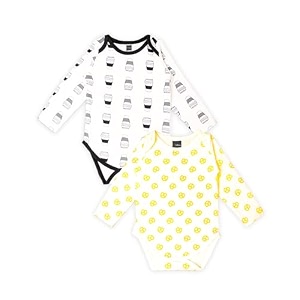 kidbea 100 organic cotton romper bodysuit jumpsuit combo of cup print amp pretzel print 9-12 month