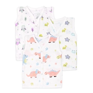 kidbea muslin cotton baby jabla vest  cute printed v-neck sleeveless innerwear for newborns amp infants